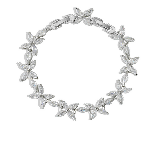 Cross-border Jewelry Zircon Bracelet Female Flower Super Flash Diamond Bracelet Wedding Bridal Bracelet Gift Jewelry