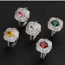 RESSA sugar cube opening ring women's European and American zircon ring bursting copper set diamonds high-end hand jewelry ring batch