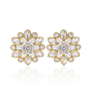 European and American super flash full of diamond stud earrings, high-end sense of niche temperament, earrings, women's zircon, flowers, light luxury net celebrity earrings wholesale