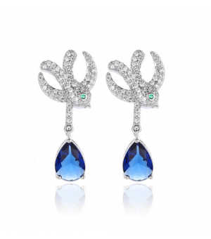 New high-end temperament earrings for women Luxurious bright water drop aquamarine long fashion earrings earrings jewelry